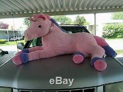 Large Giant Jumbo Plush Unicorn Stuffed Animal Pink Horse animal over 5 feet