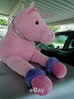 Large Giant Jumbo Plush Unicorn Stuffed Animal Pink Horse animal over 5 feet