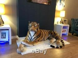 Large Life size Tiger Giant Lying Soft Toy Plush 245 cm Realistic Features Cat