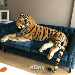 Large Life size Tiger Giant Lying Soft Toy Plush 245 cm Realistic Features Cat