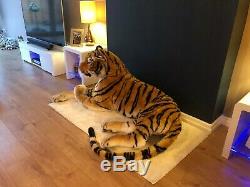 Large Life size Tiger Giant Lying Soft Toy Plush 245 cm Realistic Features Cat