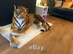 Large Life size Tiger Giant Lying Soft Toy Plush 245 cm Realistic Features Cat