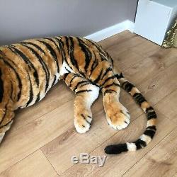 Large Life size Tiger Giant Lying Soft Toy Plush 245 cm Realistic Features Cat