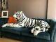 Large Life Size Tiger Giant Lying Soft Toy Plush 245 Cm Realistic White Cat