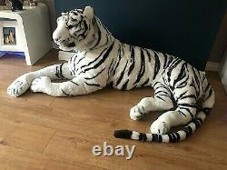 Large Life size Tiger Giant Lying Soft Toy Plush 245 cm Realistic White Cat