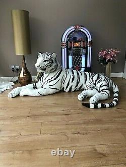 Large Life size Tiger Giant Lying Soft Toy Plush 245 cm Realistic White Cat