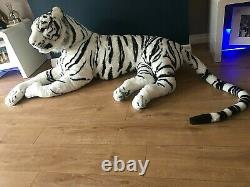 Large Life size Tiger Giant Lying Soft Toy Plush 245 cm Realistic White Cat