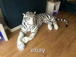 Large Life size Tiger Giant Lying Soft Toy Plush 245 cm Realistic White Cat