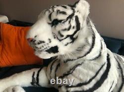 Large Life size Tiger Giant Lying Soft Toy Plush 245 cm Realistic White Cat