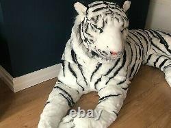 Large Life size Tiger Giant Lying Soft Toy Plush 245 cm Realistic White Cat