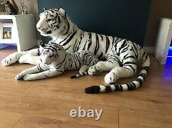 Large Life size Tiger Giant Lying Soft Toy Plush 245 cm Realistic White Cat