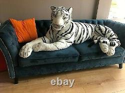 Large Life size Tiger Giant Lying Soft Toy Plush 245 cm Realistic White Cat