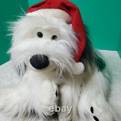 Large Old English Sheepdog Holiday Stuffed Plush Animal Dog Red Hat Vintage 30
