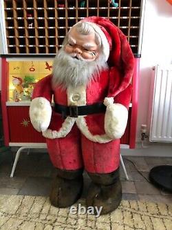 Large Vintage Rubber Face Santa Father Christmas Doll Plush Rushton