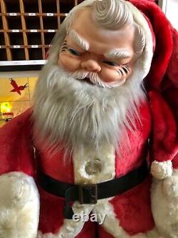 Large Vintage Rubber Face Santa Father Christmas Doll Plush Rushton