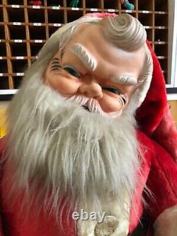 Large Vintage Rubber Face Santa Father Christmas Doll Plush Rushton