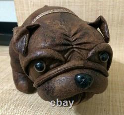 Leather Like/poly Bull Dog Plush Stuffed Animal- Unknown maker- High Quality