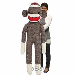 Life Size Sock Monkey Plush Toy 72 Brown Sockie Knitted Huggable Plushland