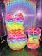 Lot Of 2 Just Born Easter Peeps Neon Colors Withtiger Stripes & Baby Peeps Plush