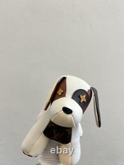 Louis Vuitton DouDou Dog GI0251 Leather White Brown Plush Stuffed Animal Used