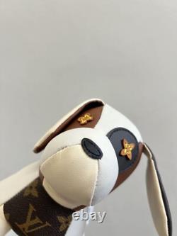 Louis Vuitton DouDou Dog GI0251 Leather White Brown Plush Stuffed Animal Used