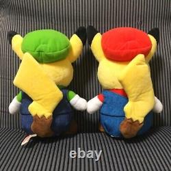Mario Luigi Pikachu plush Stuffed Toy Set of 2 Nintendo 2016 Authentic Used