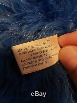 My Pet Monster Vintage Original Blue 1986 Plush Doll AmToy Handcuffs RARE GREAT