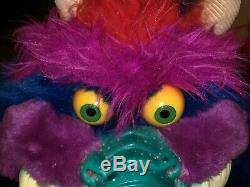 My Pet Monster Vtg Original Blue 1980's Plush Doll AmToy Handcuffs RARE