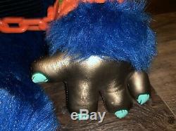 My Pet Monster Vtg Original Blue 1980's Plush Doll AmToy Handcuffs RARE