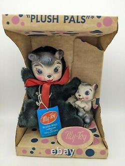 My toy co 1966 Plush Pals Skunk, Squirrel Rubber Face Rubber Squeak Toys