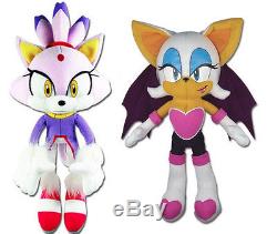 NEW Set of 2 GE Sonic the Hedgehog Blaze the Cat & Rouge the Bat Stuffed Plush
