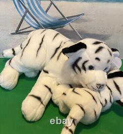 NWT Animal Alley Realistic White Tiger & Cub Plush Stuffed Toy 30&13 NEW