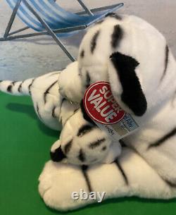 NWT Animal Alley Realistic White Tiger & Cub Plush Stuffed Toy 30&13 NEW