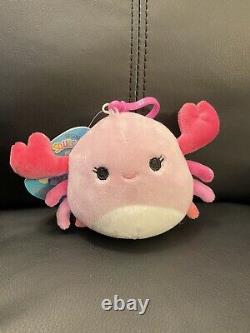 NWT Squishmallow 3.5 Pink Cailey Crab Clip On Exclusive Hard To Find