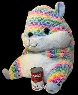 Nanco Rainbow Hamster JUMBO Plush Belly Buddy Stuffed Animal Sparkle eyes RARE