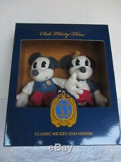 New Disneyland Club 33 Classic Mickey and Minnie Mouse Plush Set Stuffed Animals