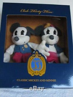 New Disneyland Club 33 Classic Mickey and Minnie Mouse Plush Set Stuffed Animals