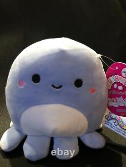 New SQUISHMALLOW Octopus VIOLET 2021 Valentine Heart Cheeks 5 Mini Plush RARE
