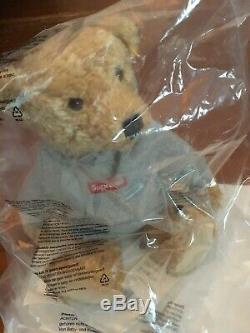 New Supreme x Steiff Teddy Bear Box Logo Hoodie Stuffed Animal Plush Toy Gray
