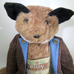 OOAK Red FOX stuffed animal DOLL in handmade Lederhosen dress 22 fully jointed