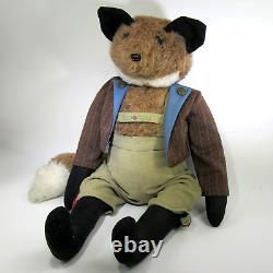 OOAK Red FOX stuffed animal DOLL in handmade Lederhosen dress 22 fully jointed