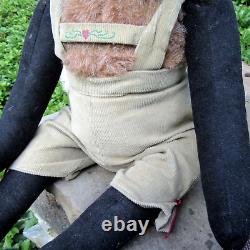 OOAK Red FOX stuffed animal DOLL in handmade Lederhosen dress 22 fully jointed