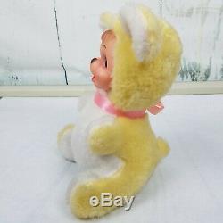 Outstanding Vintage 9 Rushton Yellow Bear Rubber Face Plush Chubby Happy