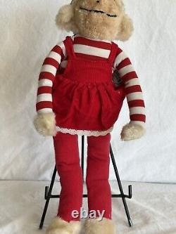 Pappagallo knee hugger monkey stuffed animal plush with Red corduroy Outfit Rare
