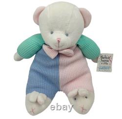 Pastel Color Block Teddy Bear Waffle Knit Lovey Prestige Plush Stuffed Animal