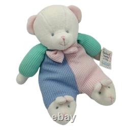 Pastel Color Block Teddy Bear Waffle Knit Lovey Prestige Plush Stuffed Animal