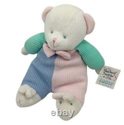 Pastel Color Block Teddy Bear Waffle Knit Lovey Prestige Plush Stuffed Animal