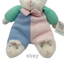 Pastel Color Block Teddy Bear Waffle Knit Lovey Prestige Plush Stuffed Animal