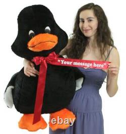 Personalized Giant Stuffed Black Duck 36 Inch Soft Plush Animal Made USA