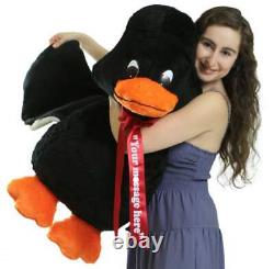 Personalized Giant Stuffed Black Duck 36 Inch Soft Plush Animal Made USA